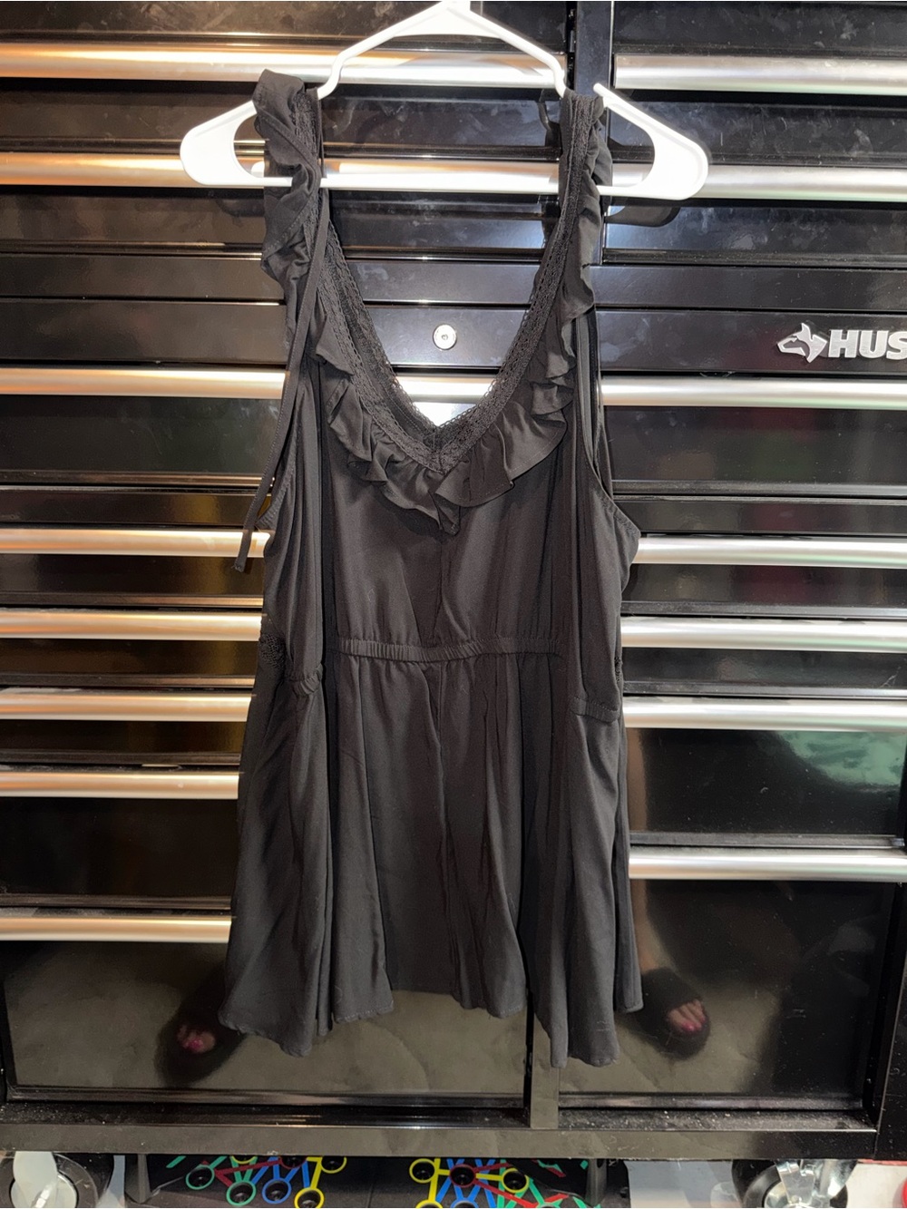 torrid Black Ruffle-Trim Tie-Shoulder Slip Top